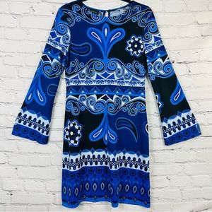INC. INTERNATIONAL CONCEPTS PAISLEY BLUE DRESS SIZE (M)
